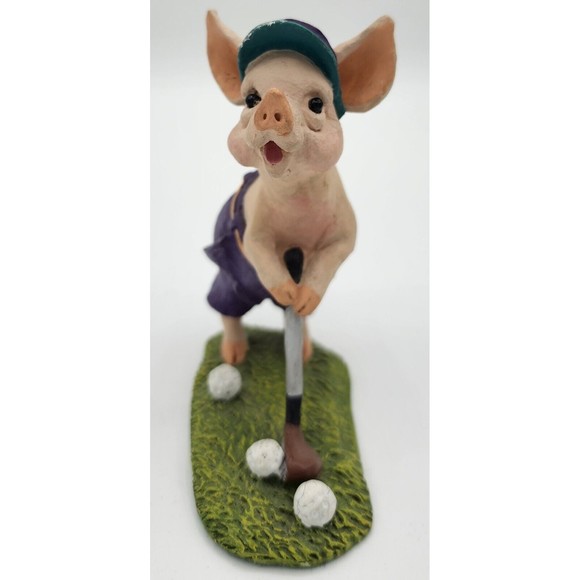Golfing Pigs Calabar Creations LOT/2 Pig Hollow Pete Apsit figurine Vintage READ - Picture 2 of 16